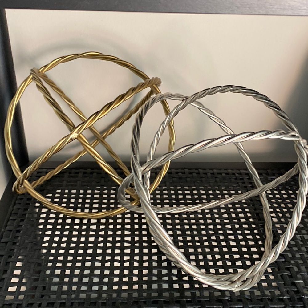 Metal Gold and Silver Spheres Decor Set